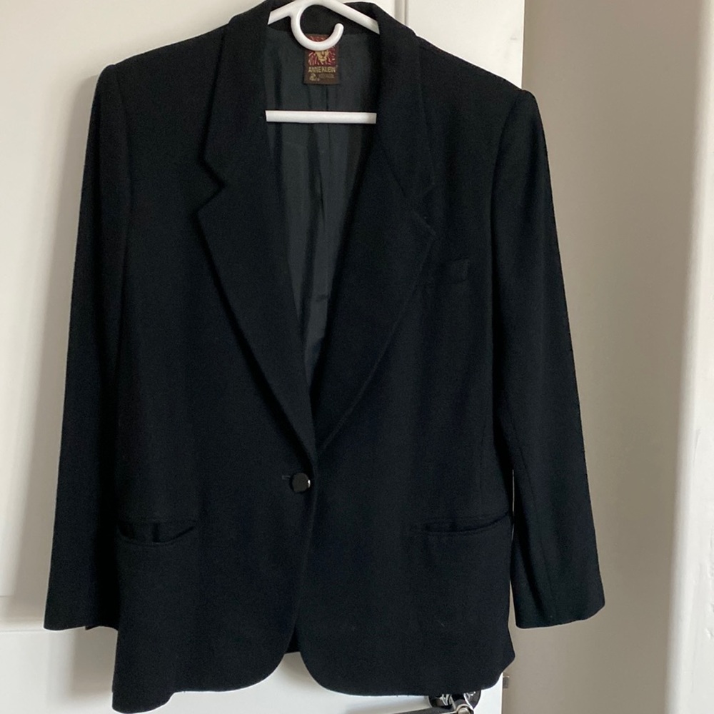 Vintage Anne Klein Black Wool Blazer - Size 8